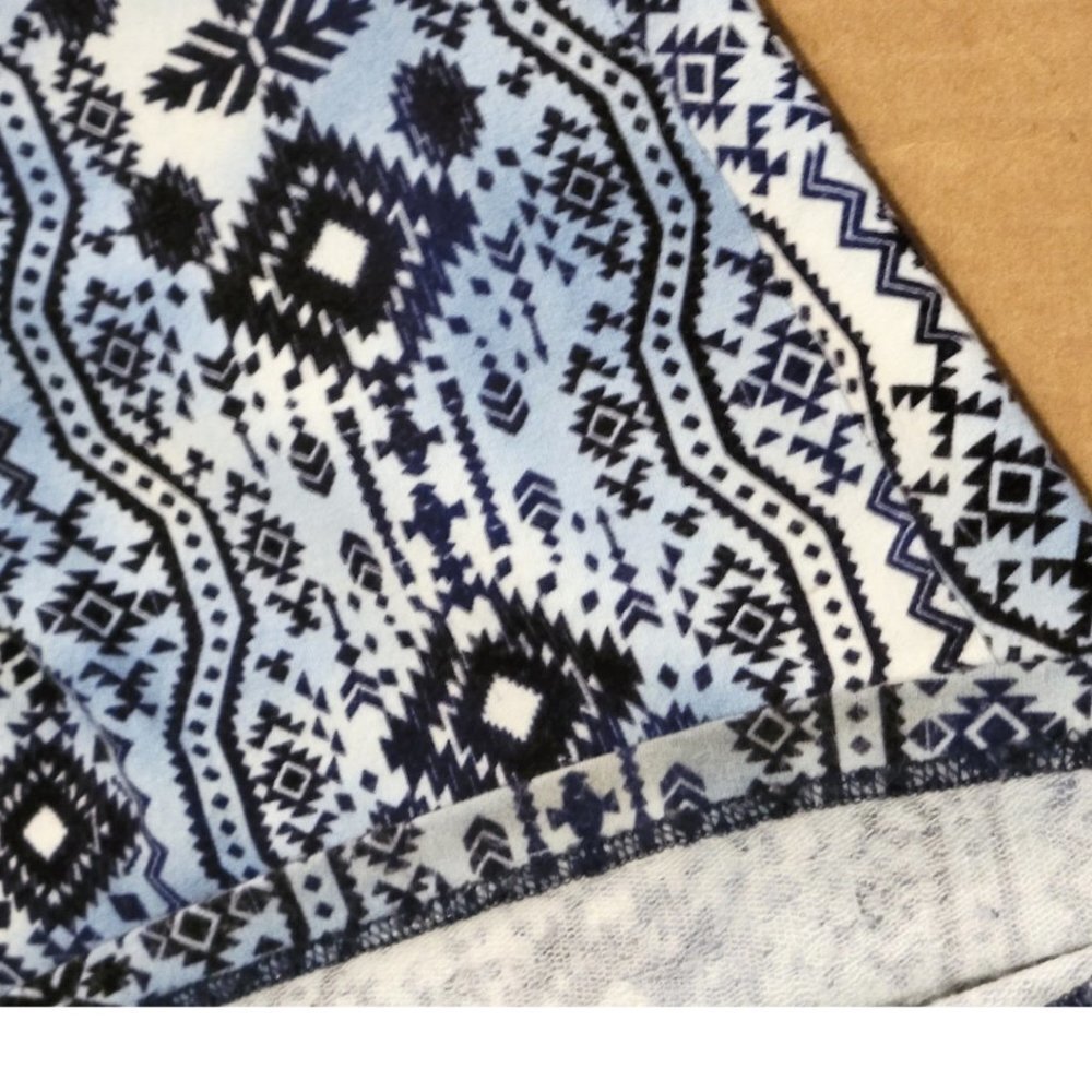 En Creme - Blue Floral Comfy Wide Leg Leggings - Made in USA Size M - Picture 6 of 7